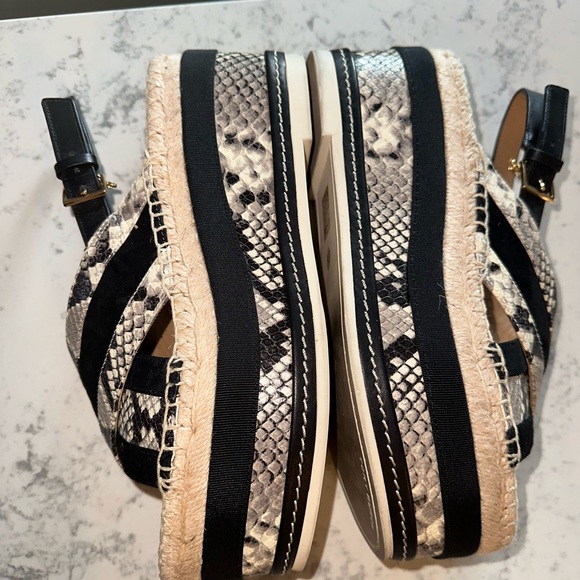 Tory Burch Espadrilles High Platform Black and Snake Skin color sz 8.5 (8 1/2) - Picture 6 of 16